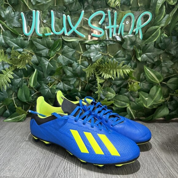 adidas X 18.4 FG Men\'s Soccer Cleats Blue/Black/Yellow DA9336 Size 8